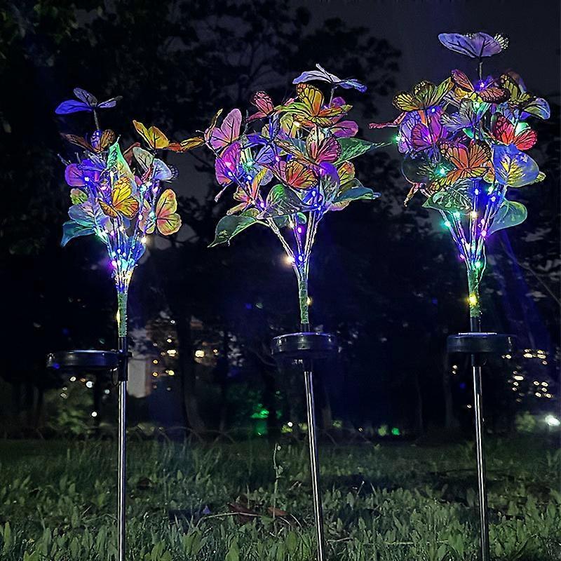 Luz de Estaca Solar Externa Borboleta - LED Colorido