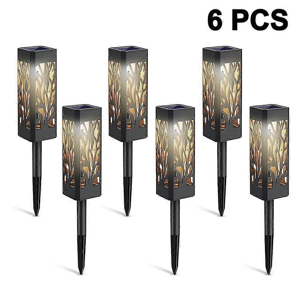 6pcs Hollow Led Solar Light,ip65 Waterproof Outdoor Patio Pathway Landscape Lights Yard Driveway Lawn Walkway Decoration Solar Lantern