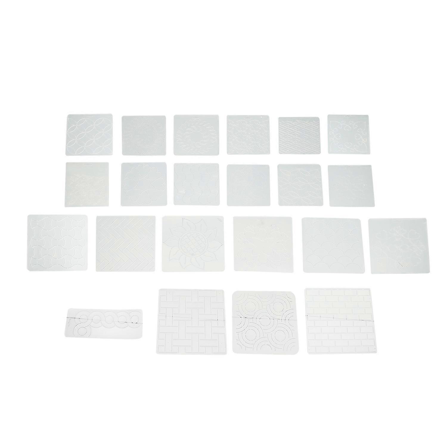 22 Pcs Quilting Template Set Hollow Transparent Frosted PP Embroidered Stencil Sewing Tool Set