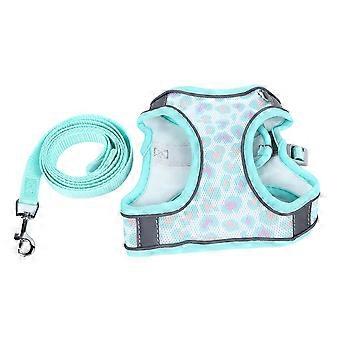 Pet Harness Leash Breathable Adjustable Reflective Dog Walking Vest Leash for Small Medium Cats Lemon Green S