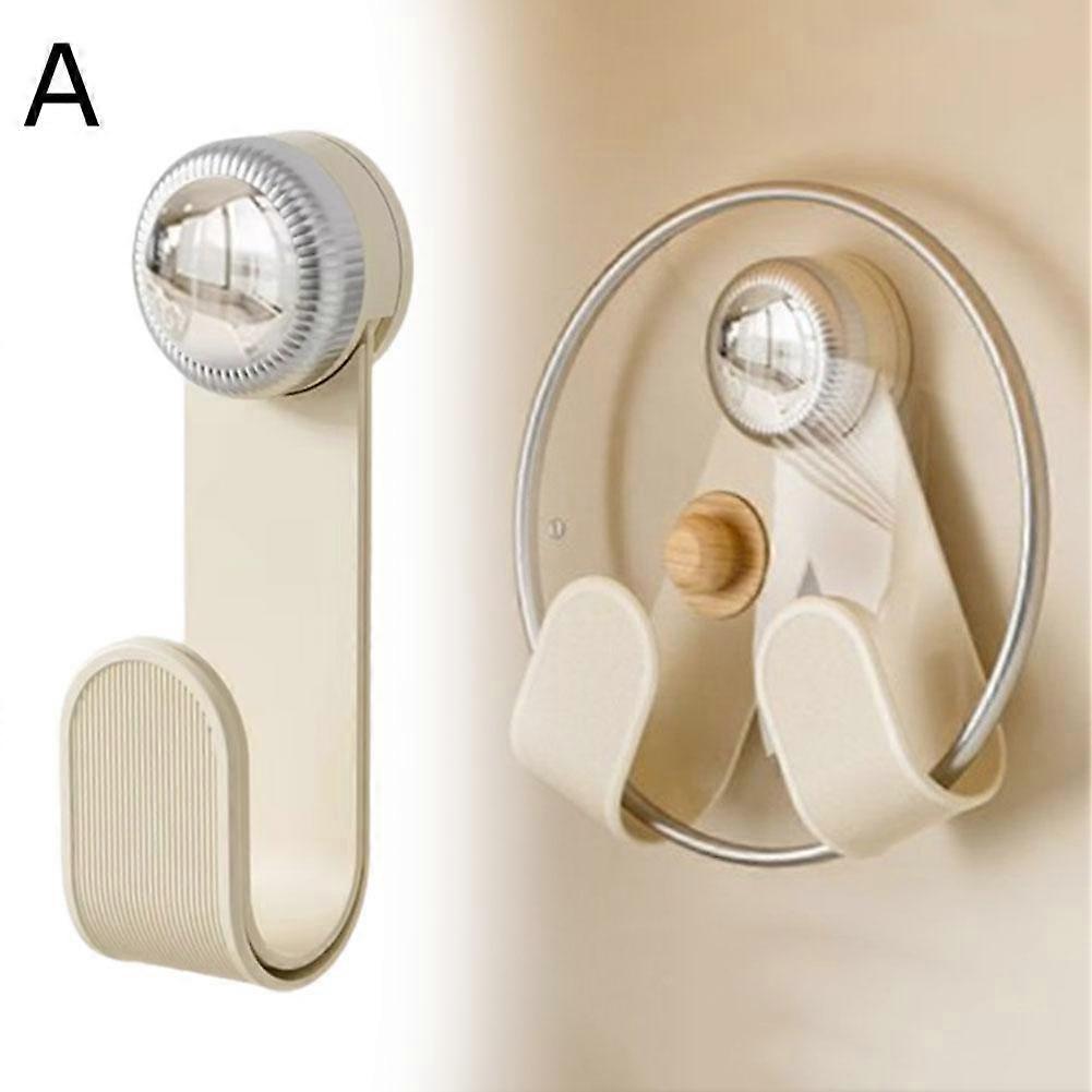 Cream Suction Cup Rotating Pot Lid Rack Punch Free Wall Mounted Pot Lid Holder