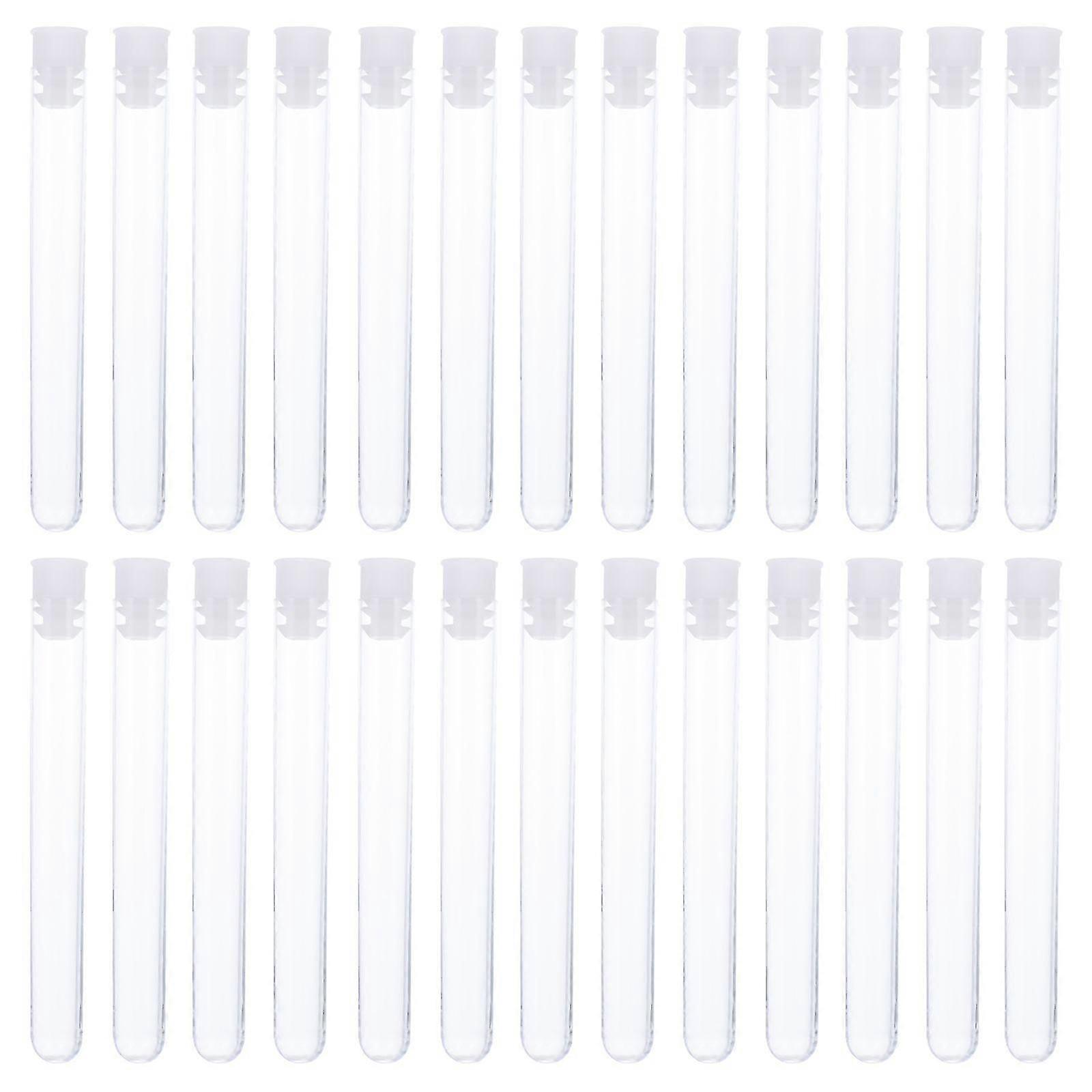 100pcs Plastic Test Tubes Science Laboratory Tubes Transparent Test Tubes