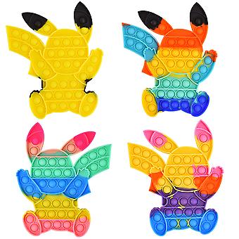 4 Pack Pop It Pokemon Pikachu Fidget Toys Pack Push Pop Bubble Fidget Sensory Toys Silicone Squeeze Toys For Kids Adults