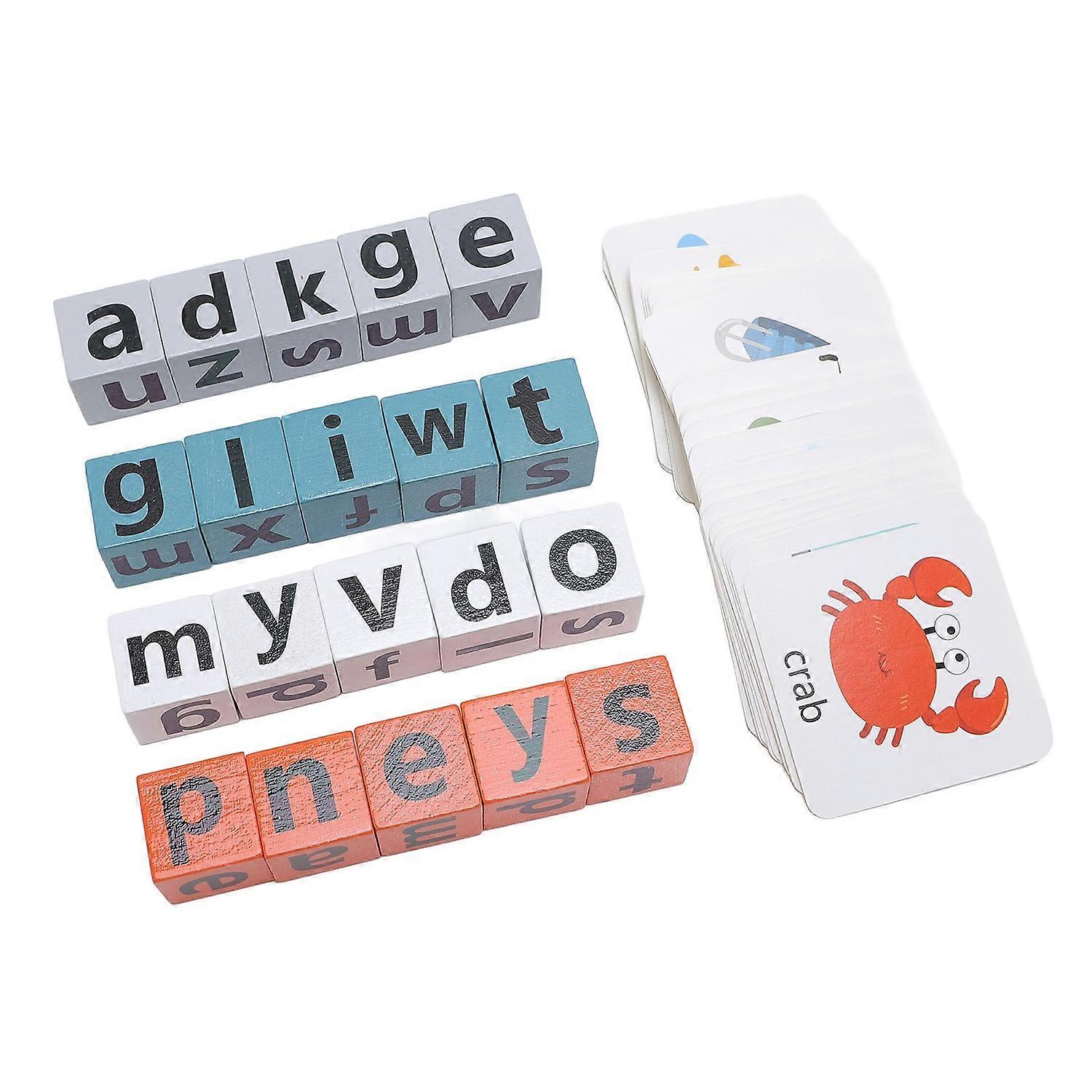 Wooden Alphabet Blocks Interactive Educational Early Learning ABC Letter Blocks Toy for Toddlers
