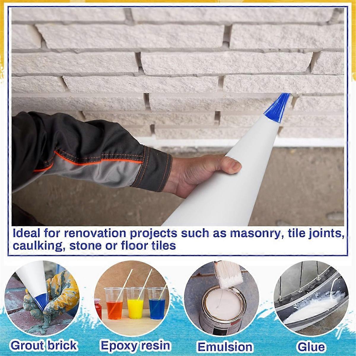 10Pcs Tile Grout Masonry Mortar Bag with Molded in Tip Tear Puncture- Heavy Duty Vinyl Piping Cement Bag Blue