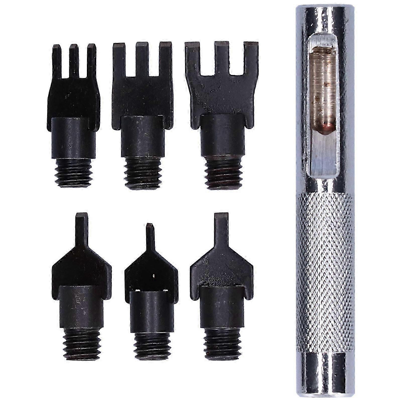 Leather Prong Set Metal Interchangeable Flat Chisel Bit Hole Punch Stitching Tool with Handle