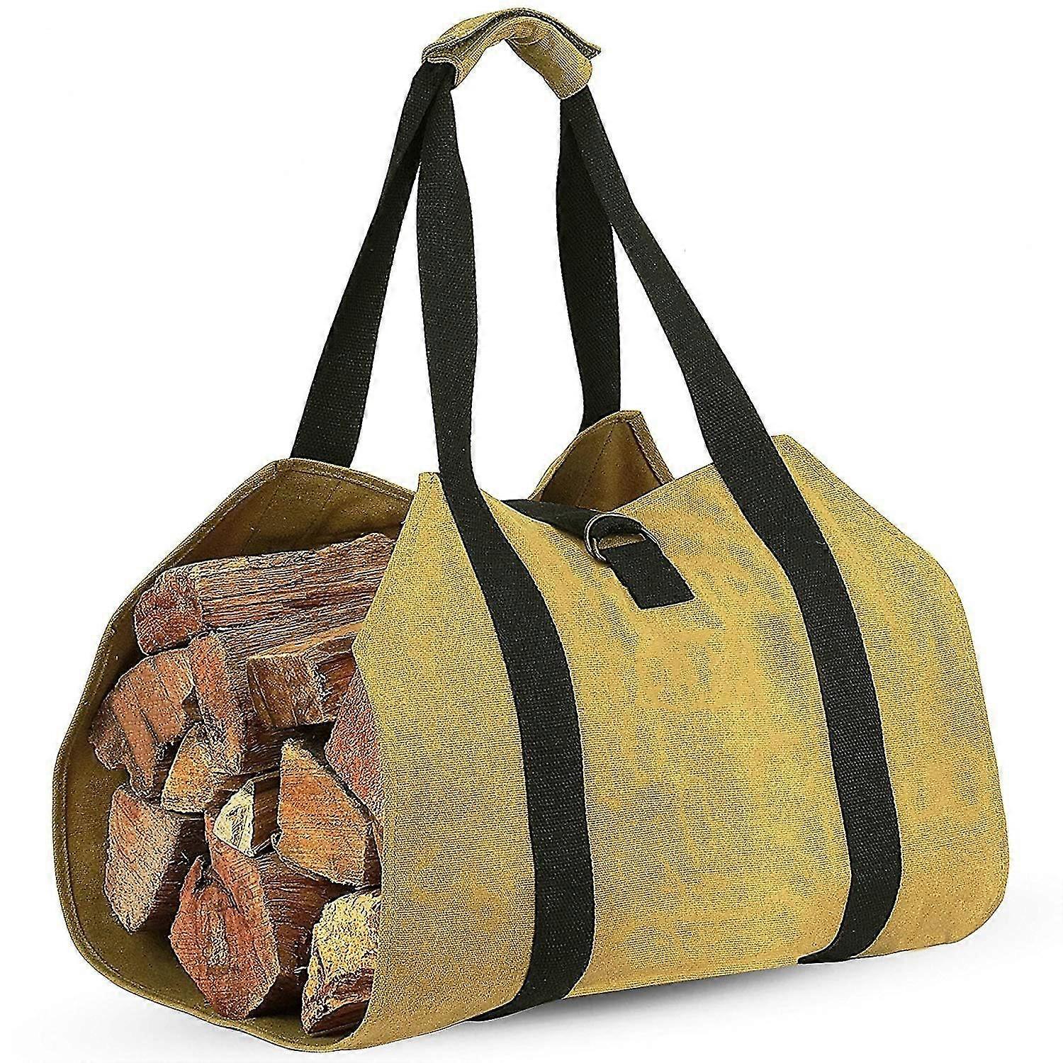 Log Basket and Log Bag Firewood Log Holder Canvas Fireplace Wood Carry Bag Extra Large