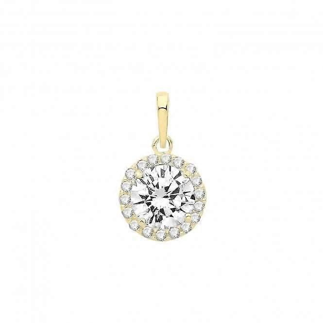 9ct Gold Round Zirconia Cluster Pendant PN1242