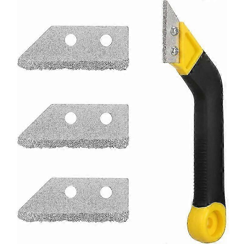 Tile Grout Scraper, Grouting Tool, Glass Ceramic Tile Scraper with 3 Replacement Blades, Tile Scraper for Cleaning Home Floor Tiles