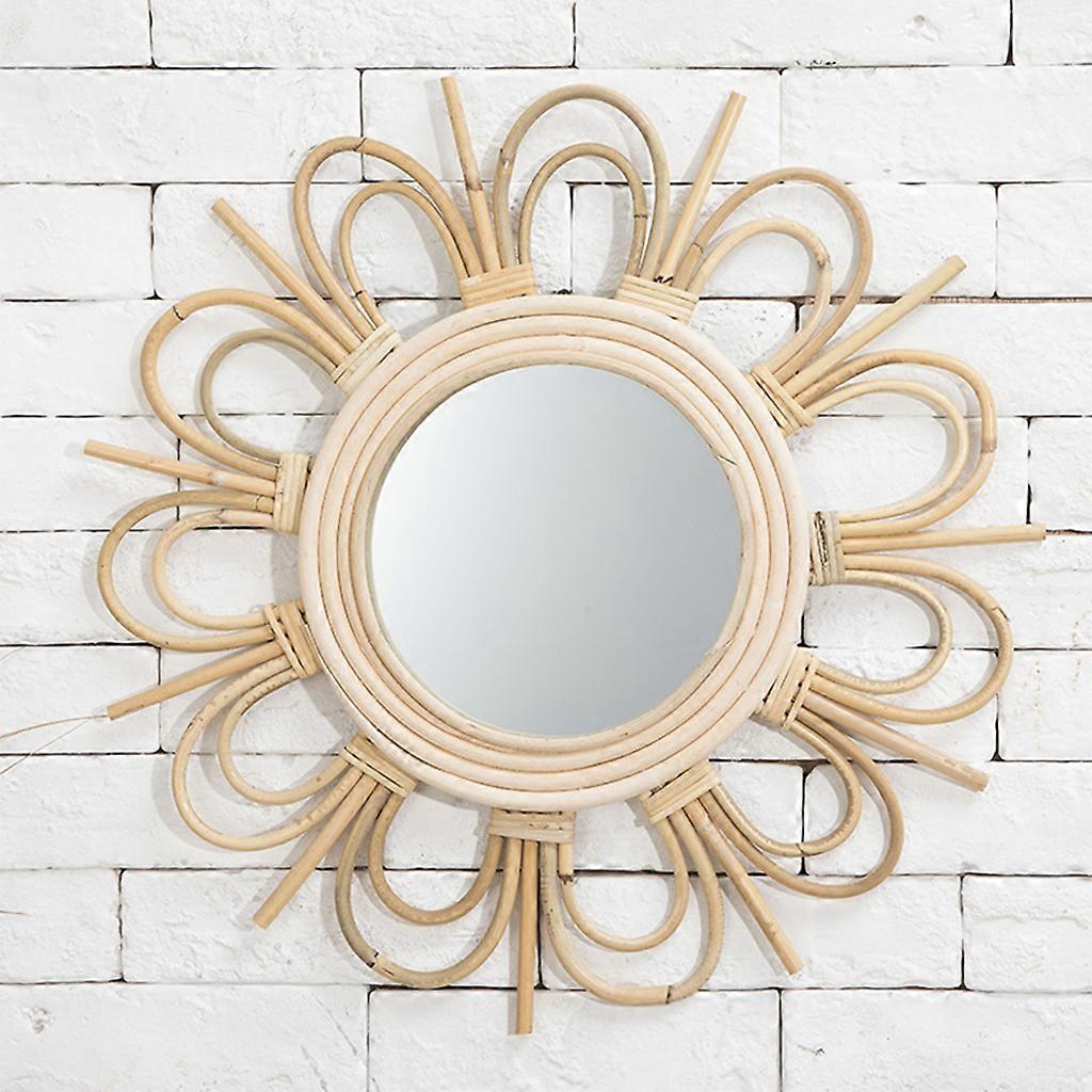 Rattan Innovative Art Homestay Decoration Makeup Mirror Dressing Bathroom Wall Hanging Mirrors Craft Photo Props