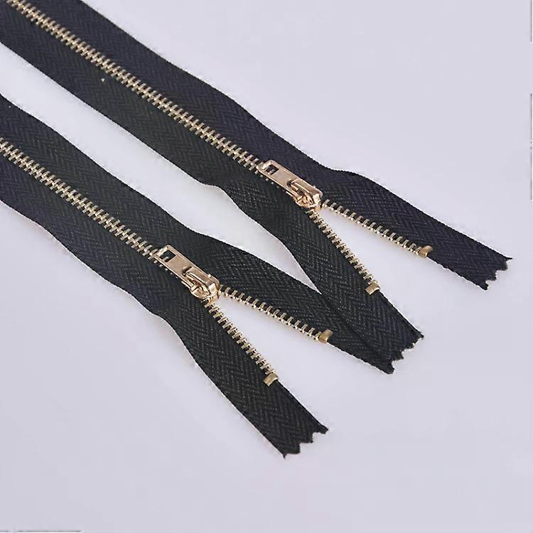 Metal Copper Zipper-100 PCS No.3 Light Gold & Black,13cm Length Light Gold + Black,13cm