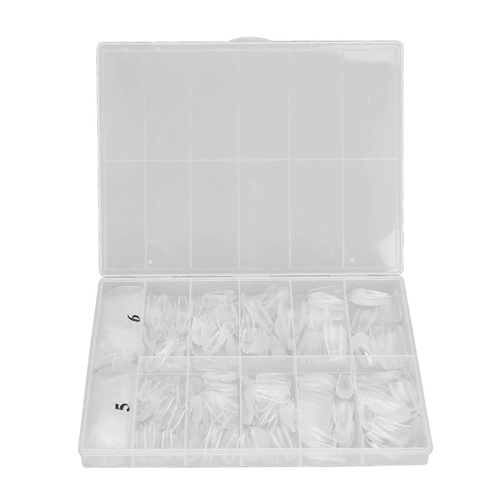 504pcs Clear False Nails Tips Full Cover Semi Frosted Ultra Thin Fake Nails Tips for Manicurist Salon Home DIY Type 12