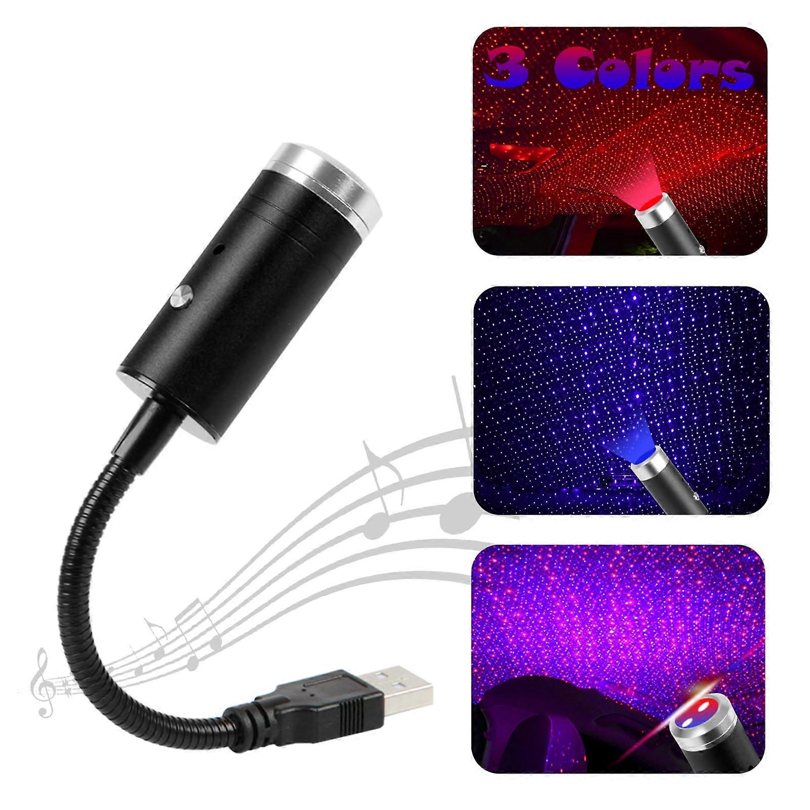 USB Star Light Sound Activated with 3 Colors and 9 Functional Modes for Home Ceiling Decoration