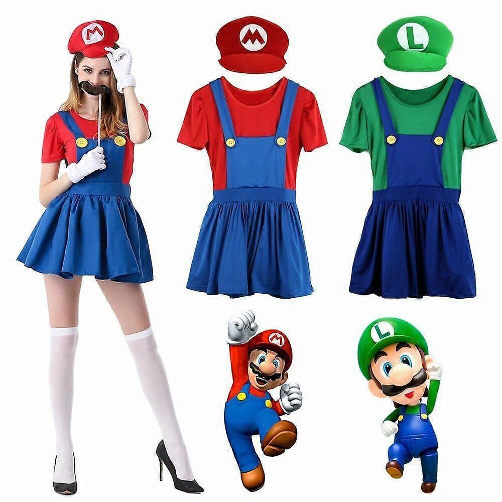 Mario και Luigi κοστούμι ενήλικες γυναίκες σούπερ υδραυλικοί αφοί Απόκριες *Fanc