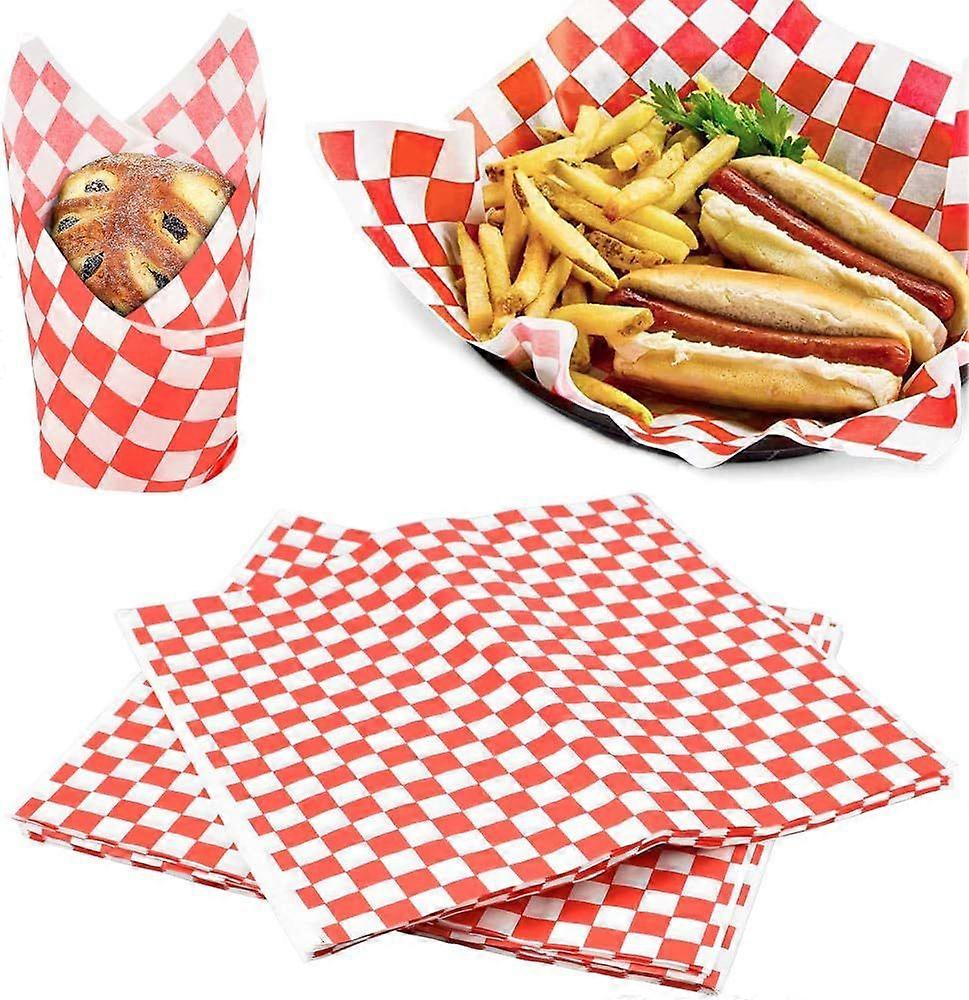 100 Pcs Food Wrapping Paper Grease Proof Deli Sandwich Wrap Paper Wax Wrapping Paper 11.02*10.24inch for Hamburger Pizza Bread Meat Friuit Kitchen Cam
