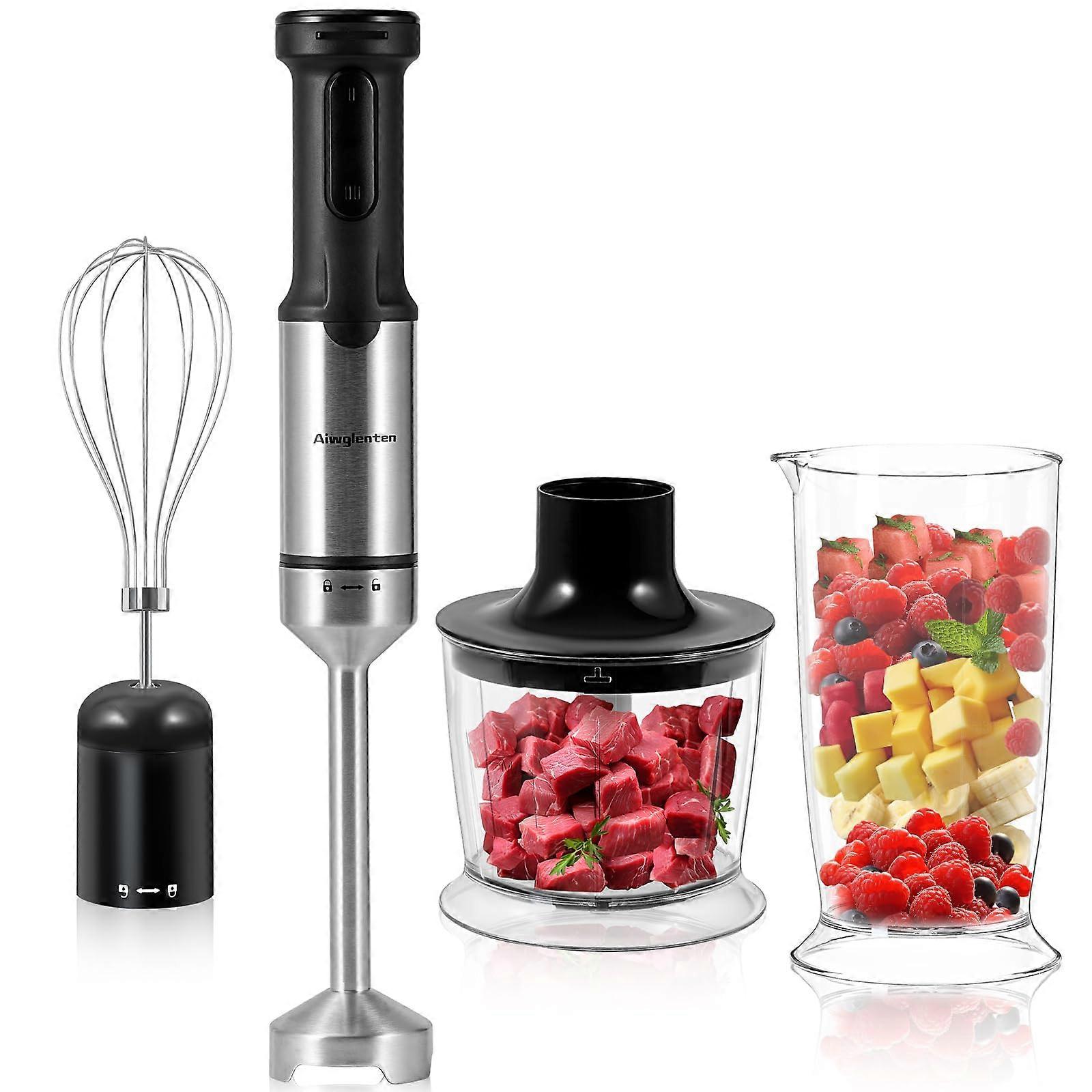 Cordless Rechargeable Hand Mixer 5-in-1, Variable Speed Stick Mixer for Sauces, Soups, Baby Food, Juices—11 Cups per Charge