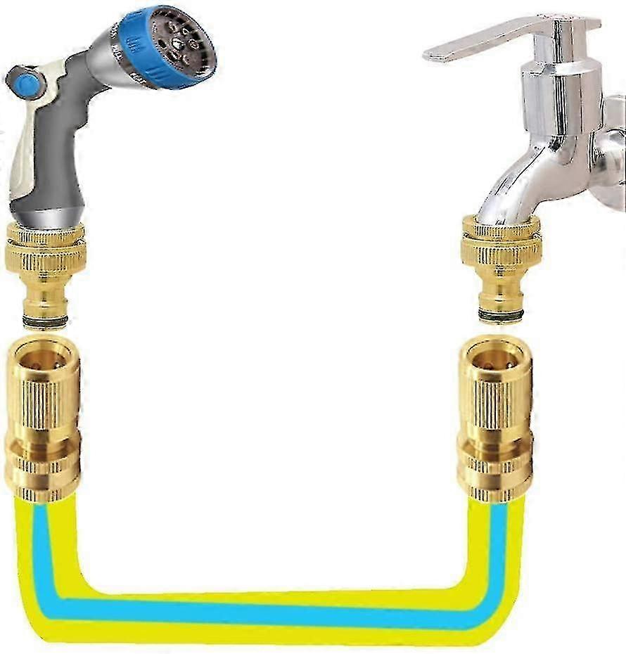 Garden Hose Connector 4pcs Brass 1/2" 3/4" Thread