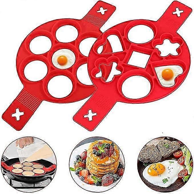 Silicone Pancake Mold, 7 Ring Pancake Maker, Nonstick Kitchen Tool Ring Maker Pancake Accessories Ri