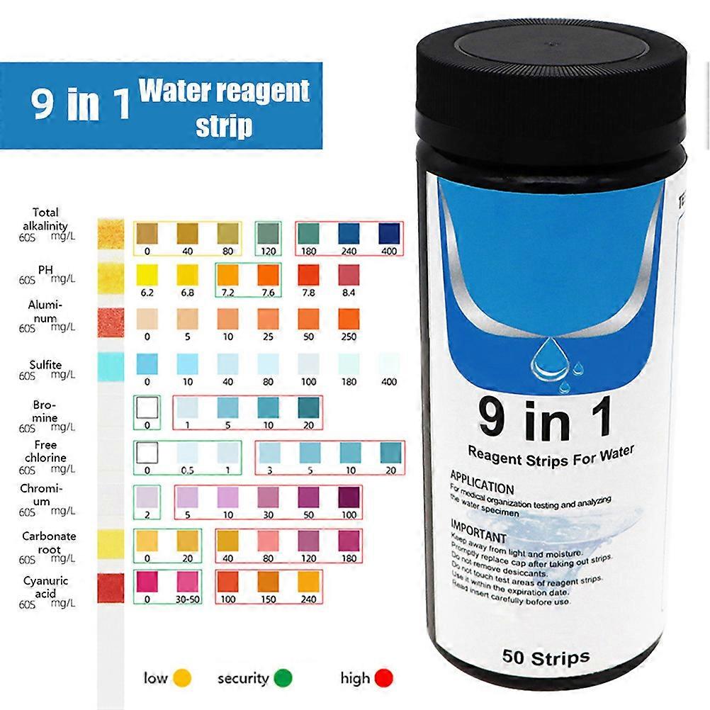 9 in 1 Water Test Strips Water Quality Tester Water Hardness Test Strips