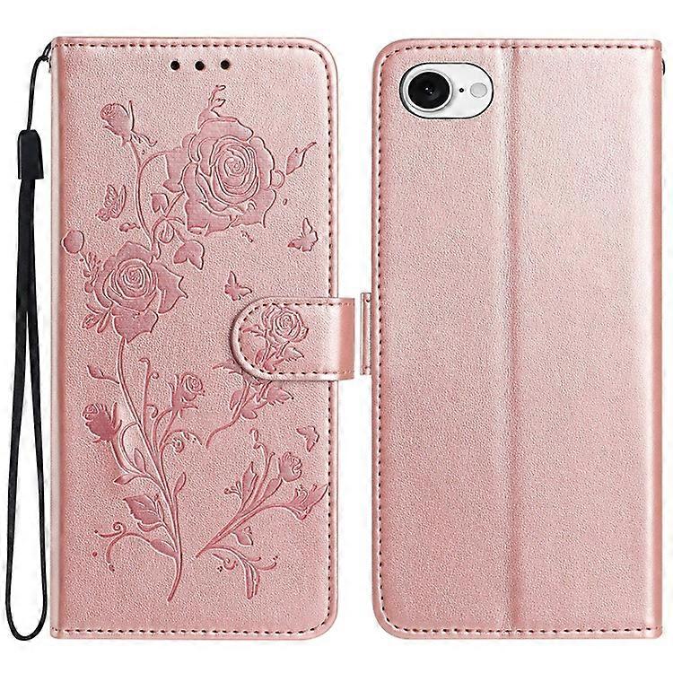 Compatible For iPhone 16e Wallet Case Rose Pattern Imprinted Leather Flip Stand Phone Cover