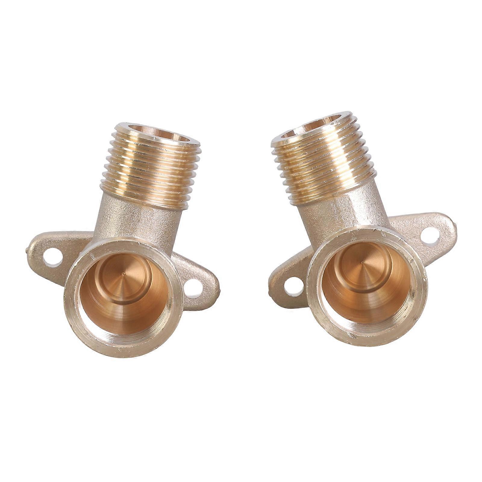 2pcs Multipurpose Sturdy Brass Wall Plate and Socket DN15 Distributor 90 Degree Thread Fitting With Internal Thread