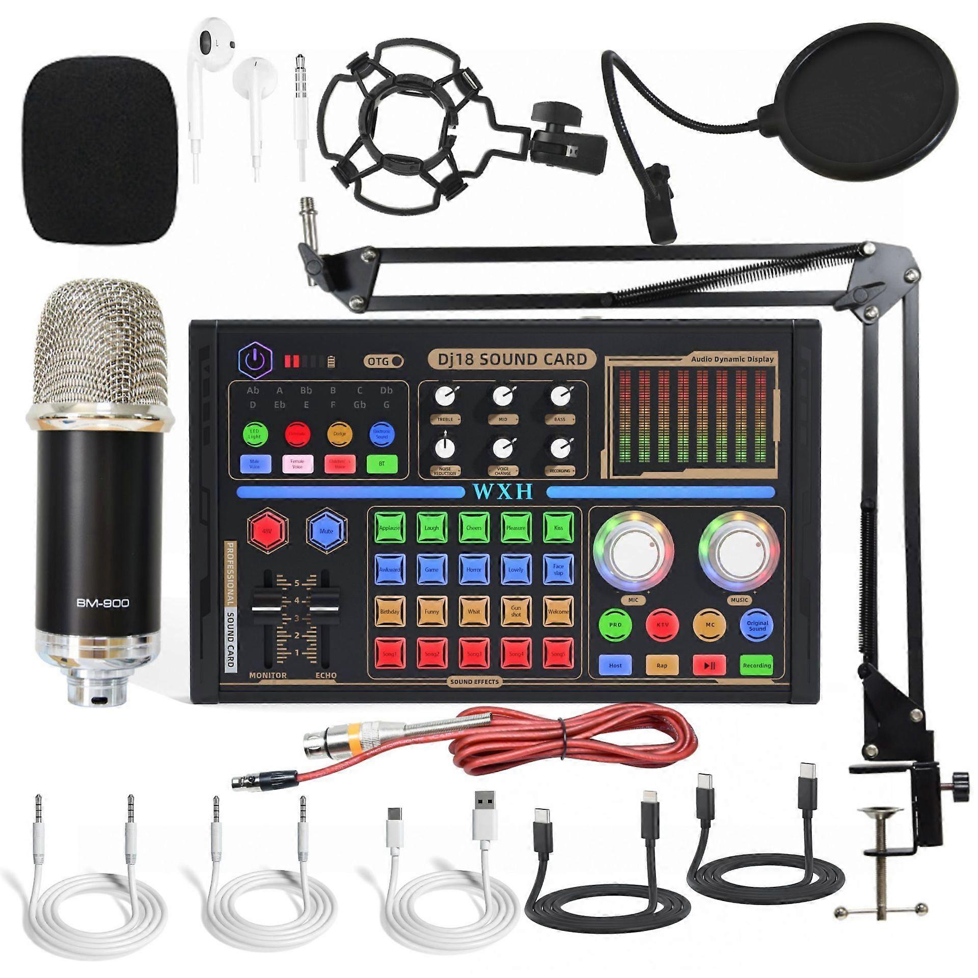 Microphone Computer Recording Condenser Wheat Sound Card Mobile Phone Live Sound Card Full Set