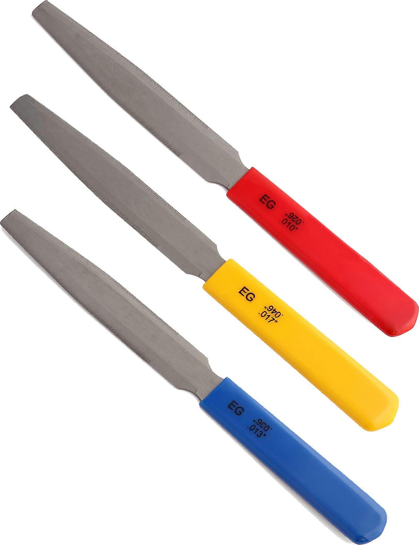 Tapered Nut Files Double Edge Nut Slotting Files Set Fret Crowning Files Luthier Tools for Electric Guitar Set of 3Pcs.