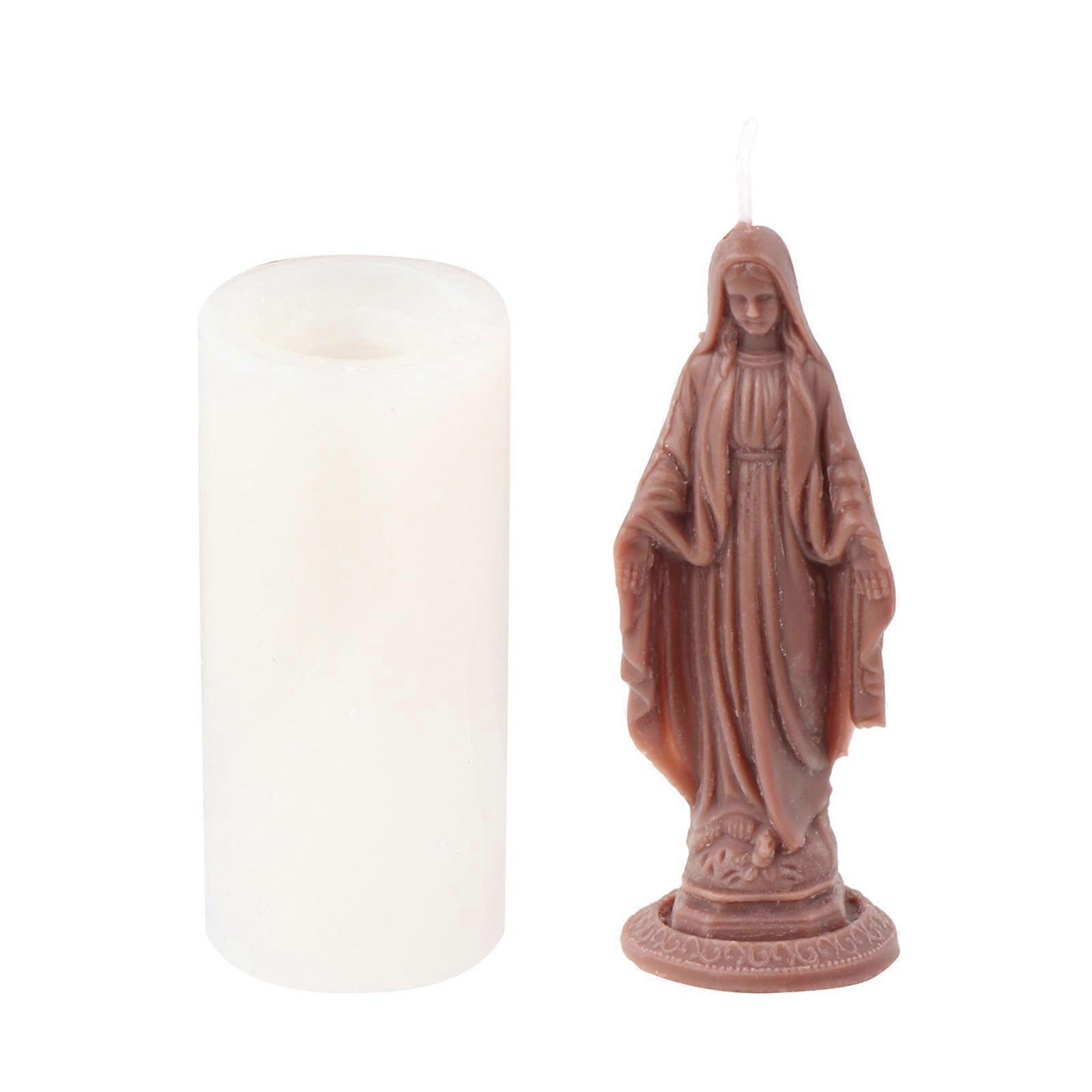 Reusable Silicone Candle Mold Standing Virgin Maria Figurine Epoxy Resin Mould Casting Tool for DIY Candle Craft Making Multicolor