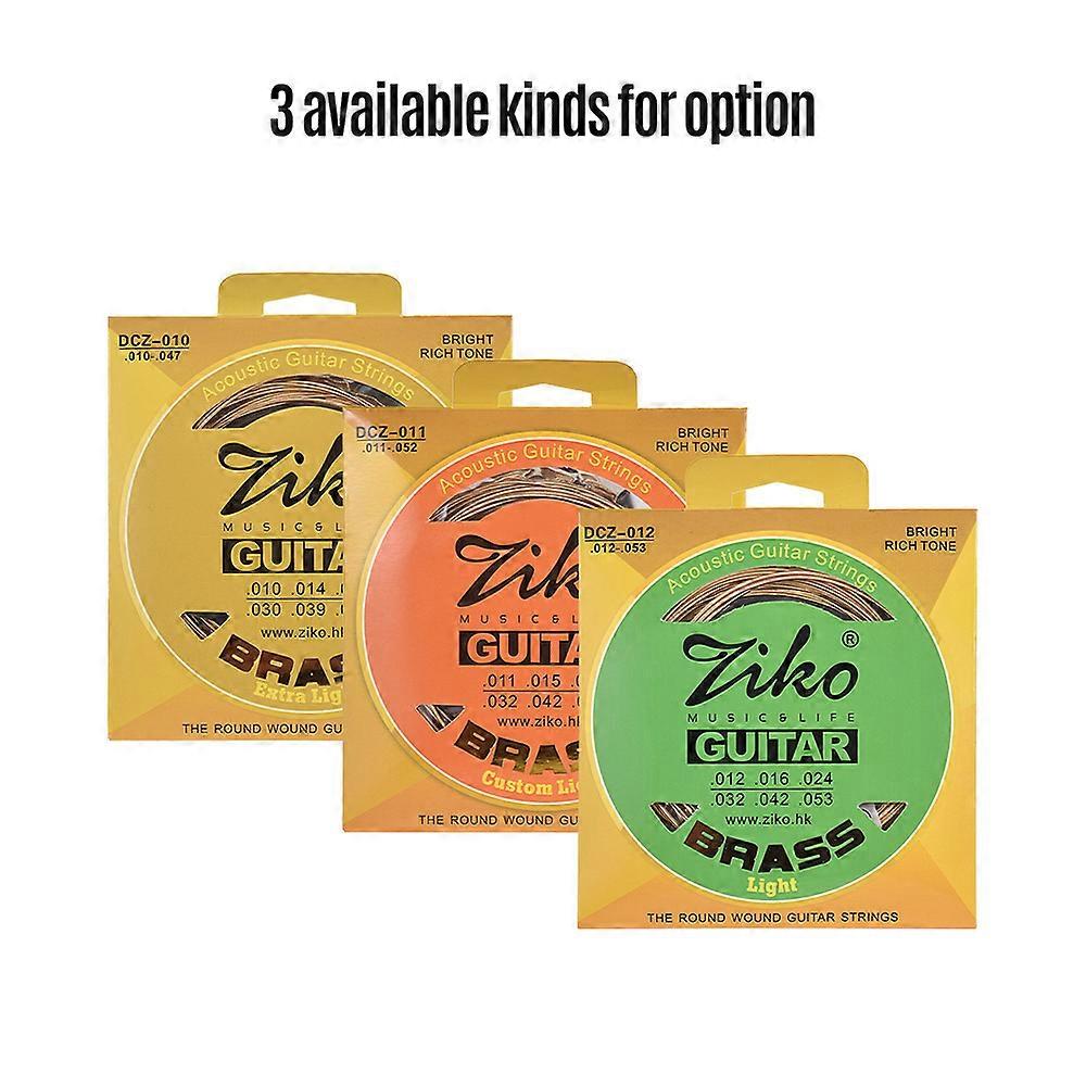 ZIKO DCZ-010 Extra Light Acoustic Guitar Strings Hexagon Alloy Wire Brass Wound Corrosion Resistant 6 Strings Set Musical Instrument Accessories