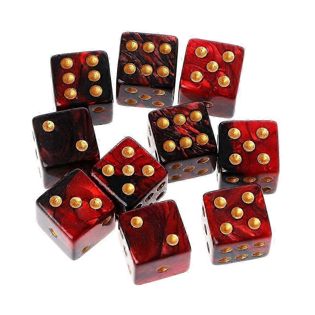 10pcs 15mm Multicolor Acrylic Cube Dice Beads for Table Games--Red Black