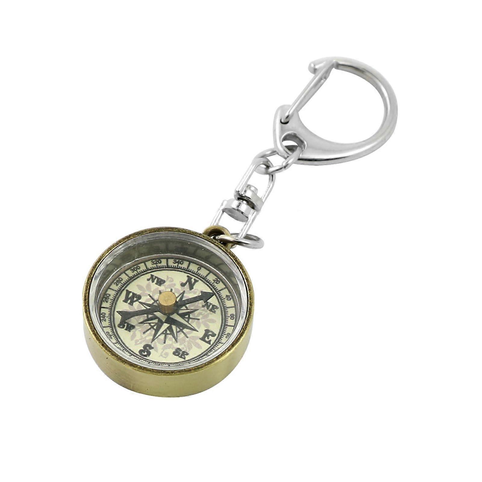 Zinc Alloy Pocket Compass with Keychain, Lightweight Navigation Tool for Climbing and Hiking, Easy to Carry