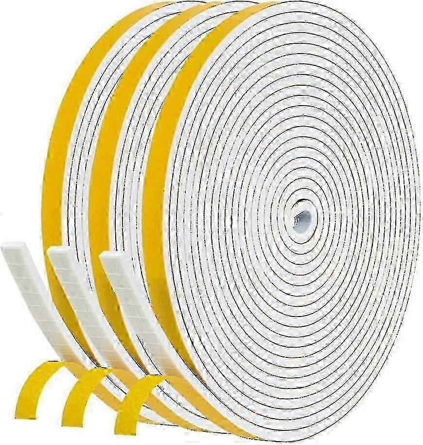 Multi-Use Soundproof Adhesive Seal for Doors and Windows, Anti-Slip Shockproof Insulation Strip, 6mm x 3mm x 15m Total suitable for various 