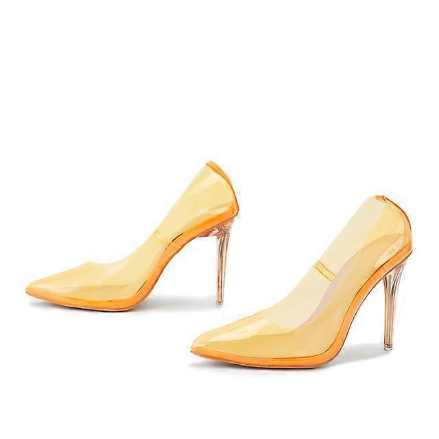 Spring Women Single Shoes Simple Fashion Pointed Transparent Film Stiletto  Large Size Catwalk High Heel Shoes Size 35 -42