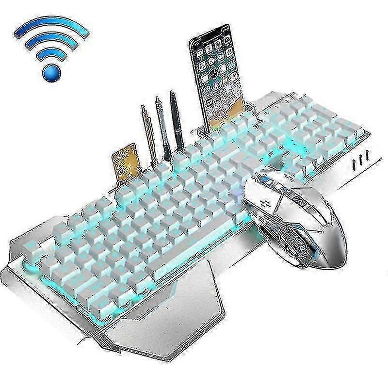 Computer Accessory Sets K680 Rechargeable Wireless Keyboard And Mouse Set Silver White Ice Blue
