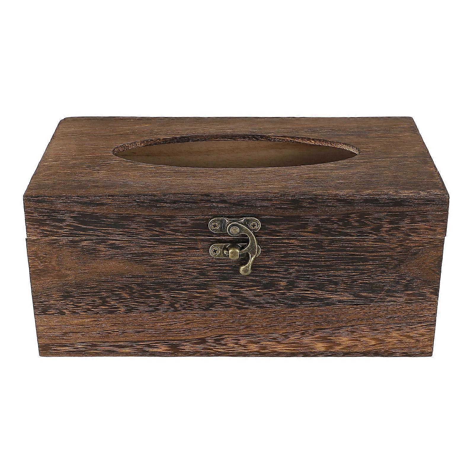 Retro Style Tissue Holder Made of Wood for Home Use Brown Color