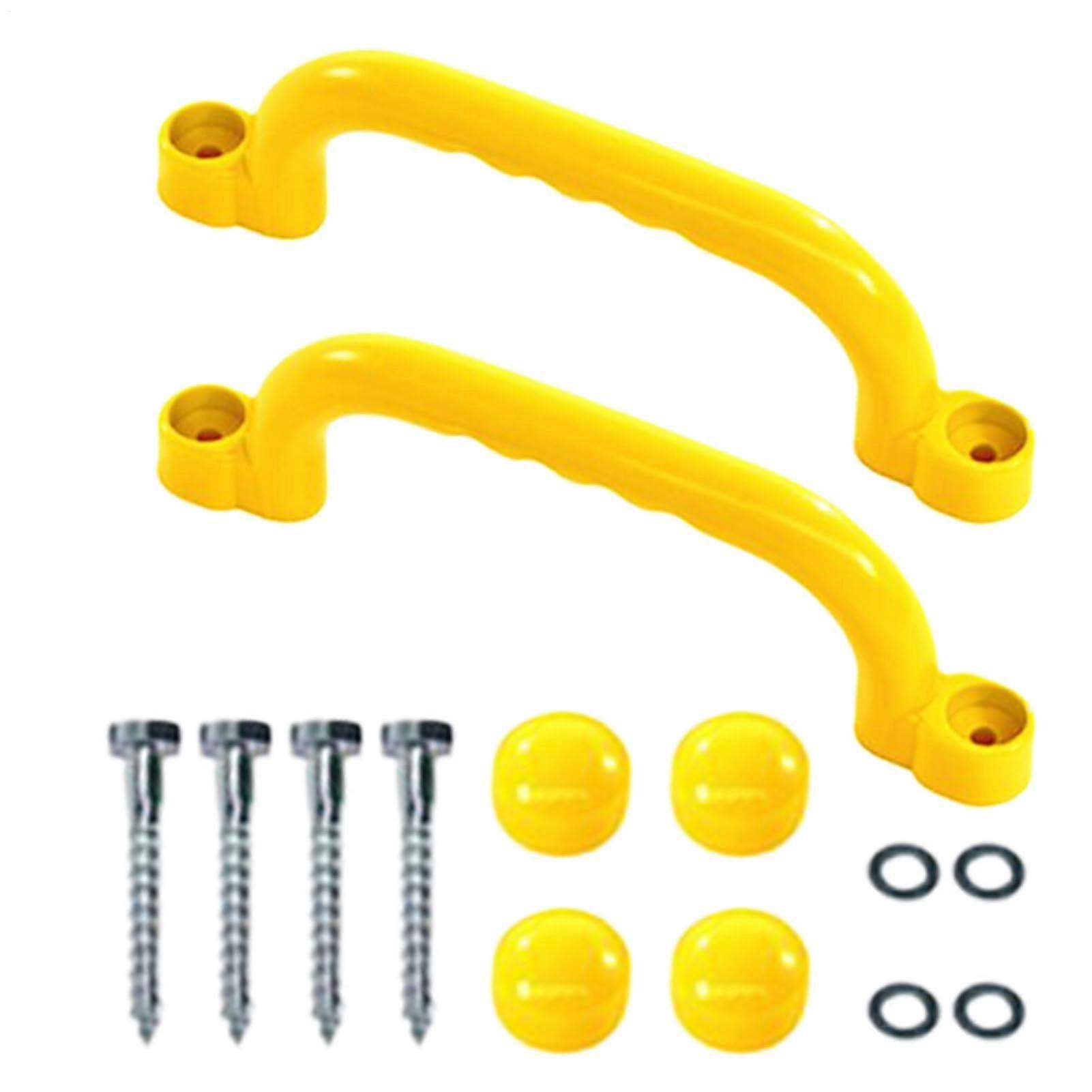 Climbing Handles Set of 2 - Weatherproof Playground Handles, Non-Slip Handle Bars for Garden, School, Gym, Yellow