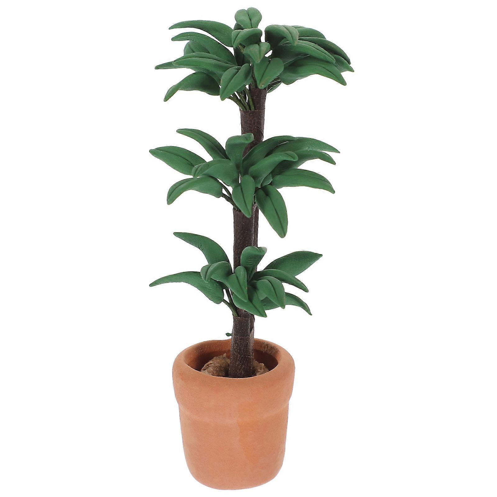 Mini House Simulation Plant 1 Set Mini Potted Plant Model Miniature Greenery Ornament for Home Decor