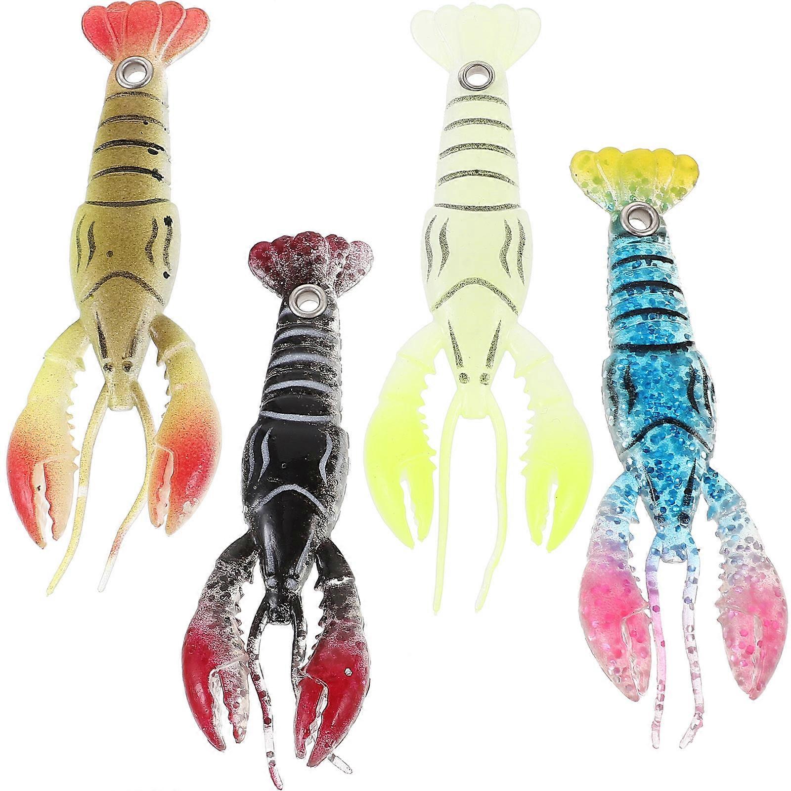 4PCS Portable Wear Resistant Artificial Lobster Fishing Baits, Realistic Soft Lures for Freshwater and Saltwater Fishing, Suitable for Bass, Trout,
