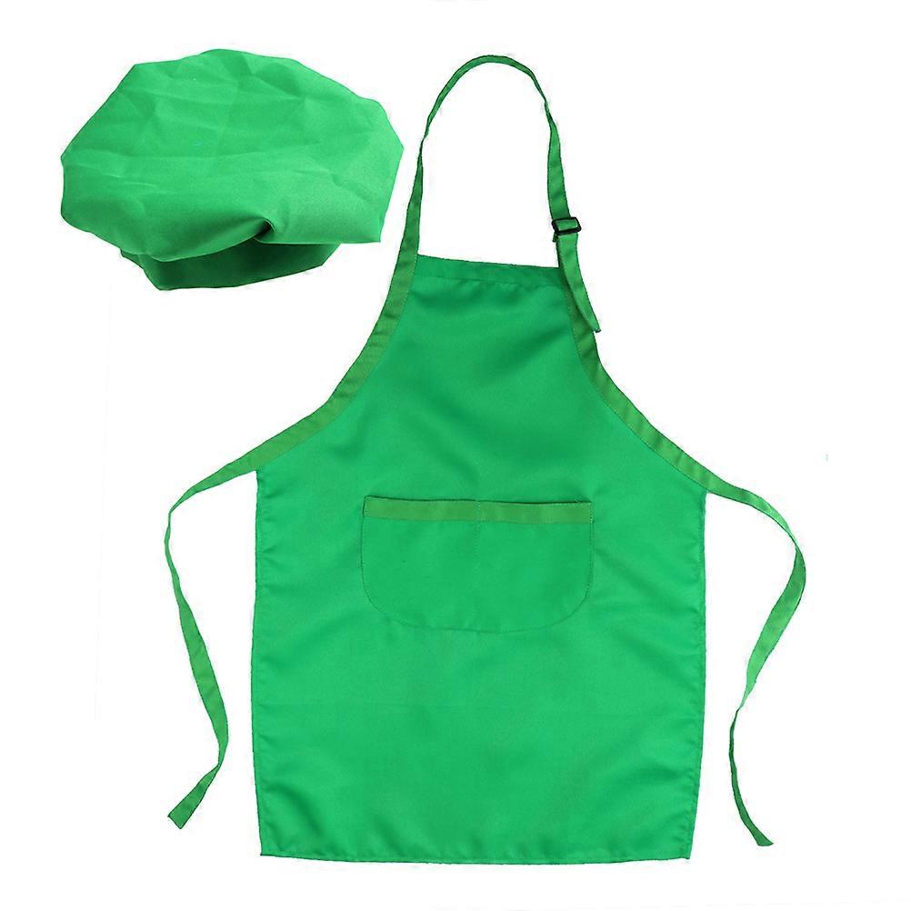 2pcs Green Cooking Apron & Hat Set for Baking, Painting & Party Play – Fun, Functional Role Play Costume for Kids & Adults