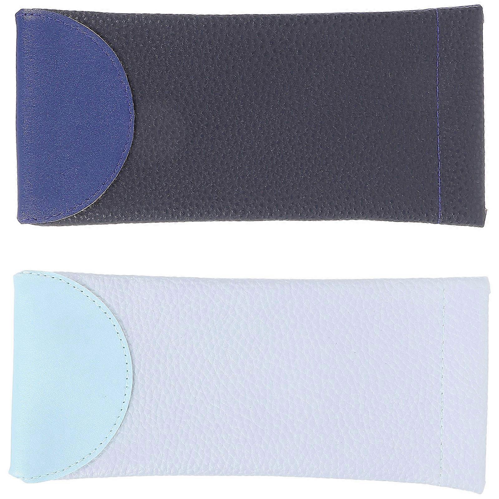 Eyewear Storage Bag Simple Design Rectangular Family Daily Use PU Material 18x9x2cm Dustproof 2Pcs