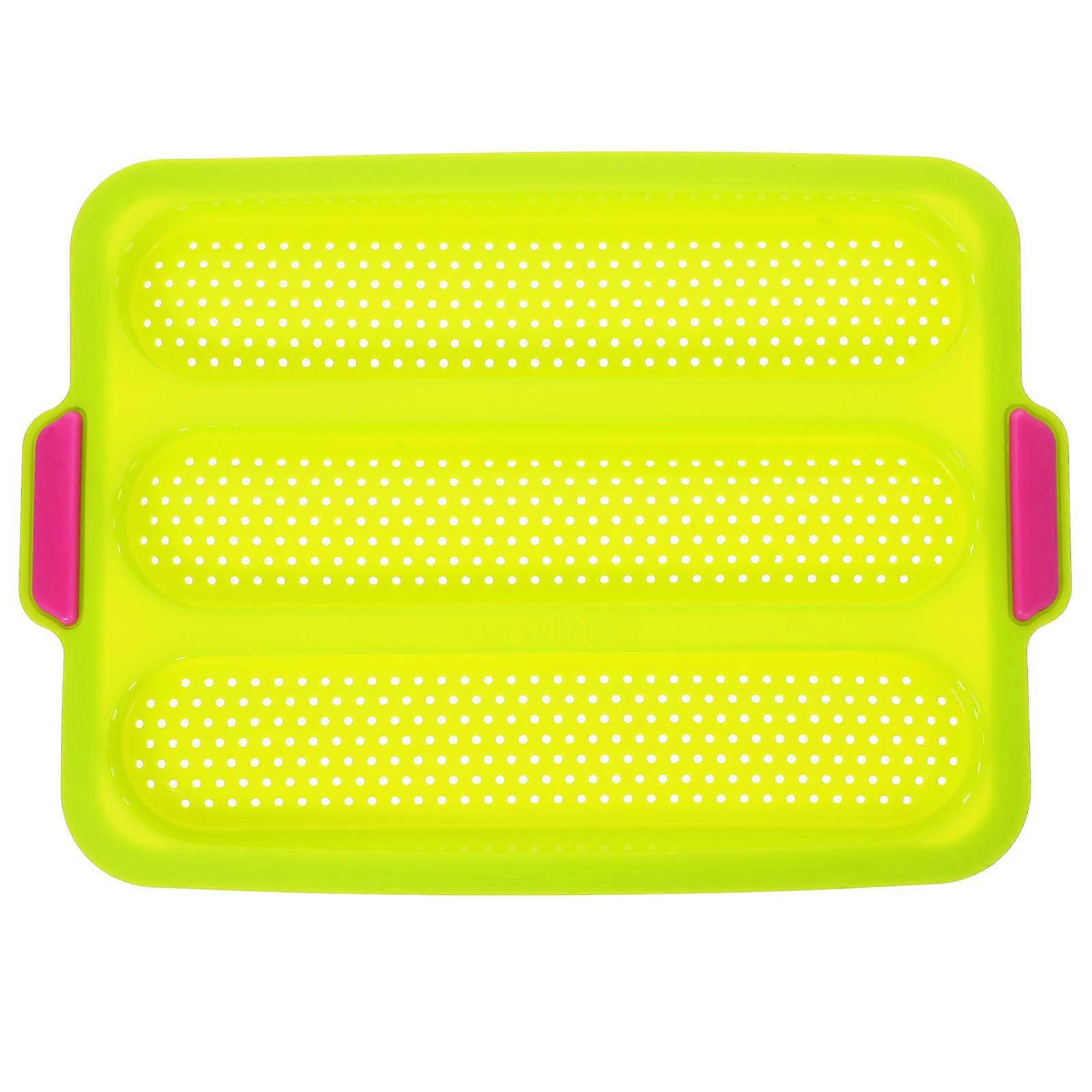 Silicone Mini Loaf Pans Non Stick Baking Mold For Home Baking 3 Slots Green 1Pcs