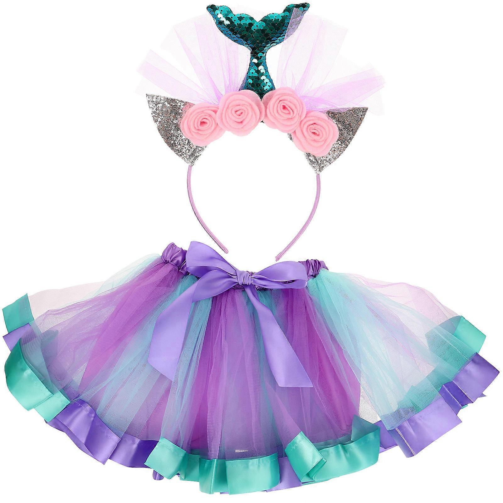 Tutus for Girls Tulle Skirt and Headband Set Ballet Performances Costume Chic Design 1Set