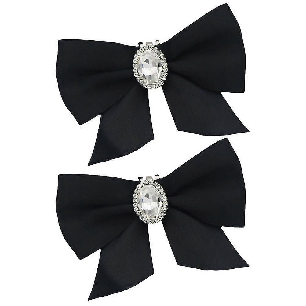 Bow Shoe Clip 2Pcs Black Satin for Decorative Use with Versatile Placement Feature