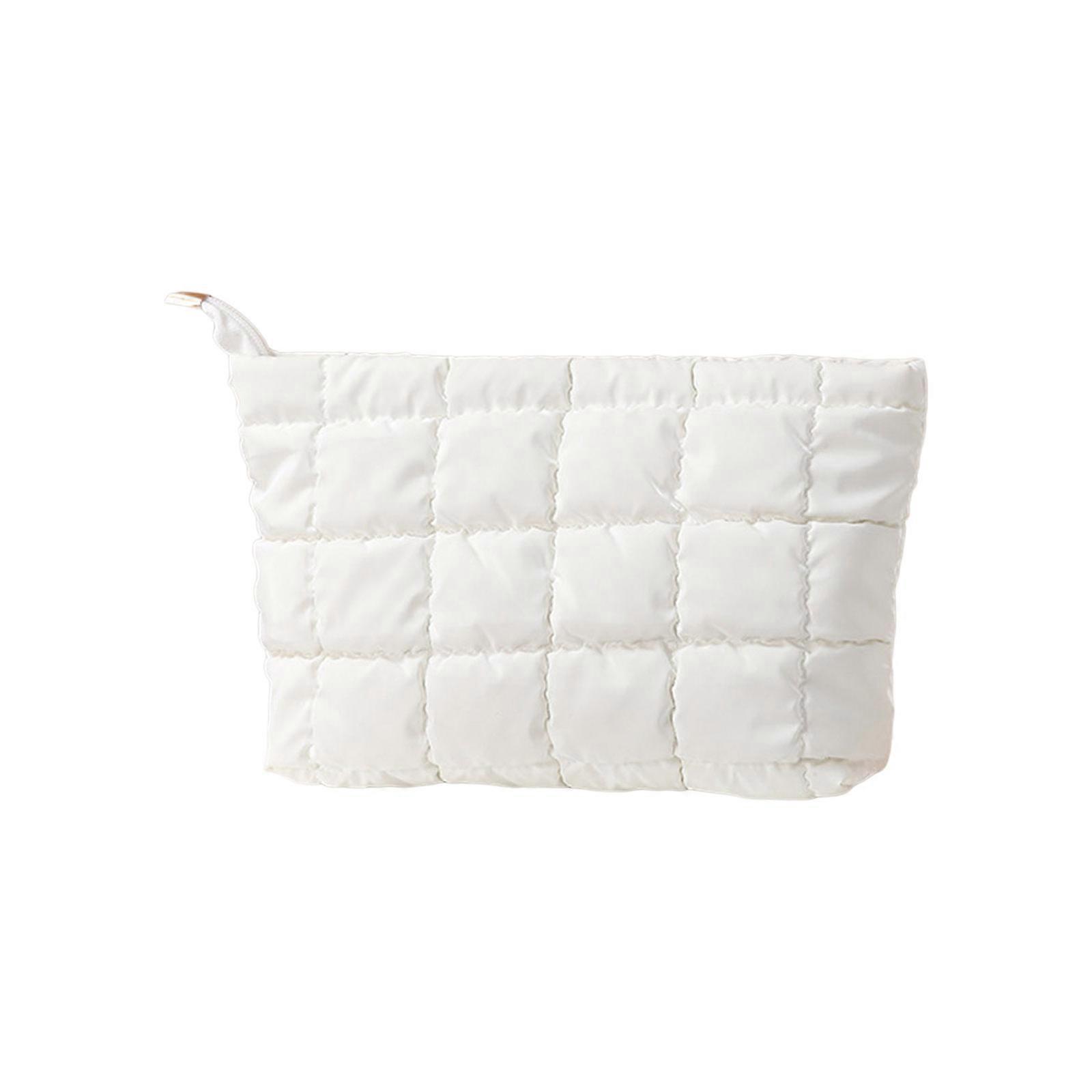Diamonds Embossing Makeup Pouches Portable Cosmetic Organizers With Spacious Compartment Unique Accessory Various Color White