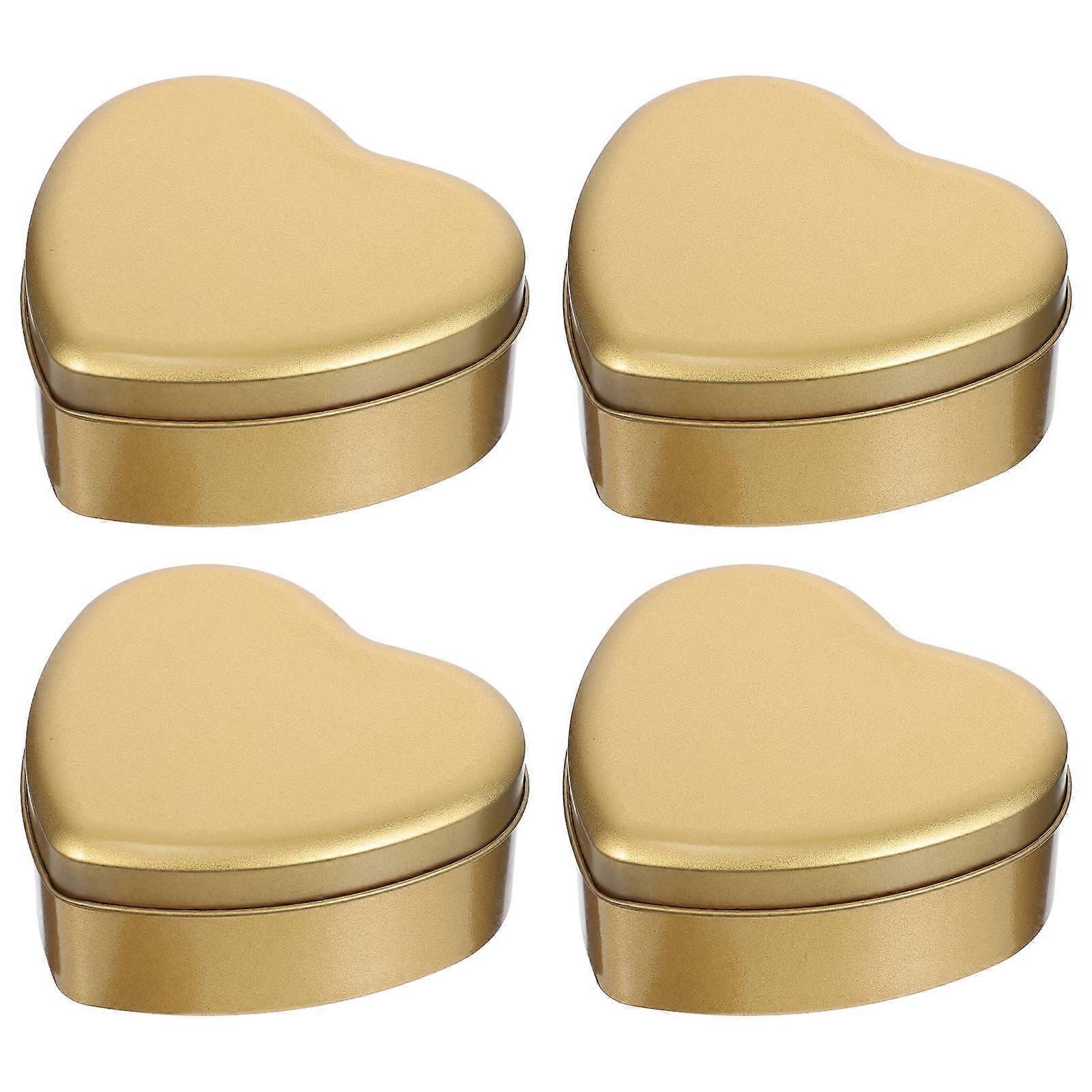 4pcs Large Heart Shaped Tinplate Candy Boxes for Snacks, Cookies, Chocolates – Durable & Decorative Biscuit Holders for Parties, Festivals, and Gift