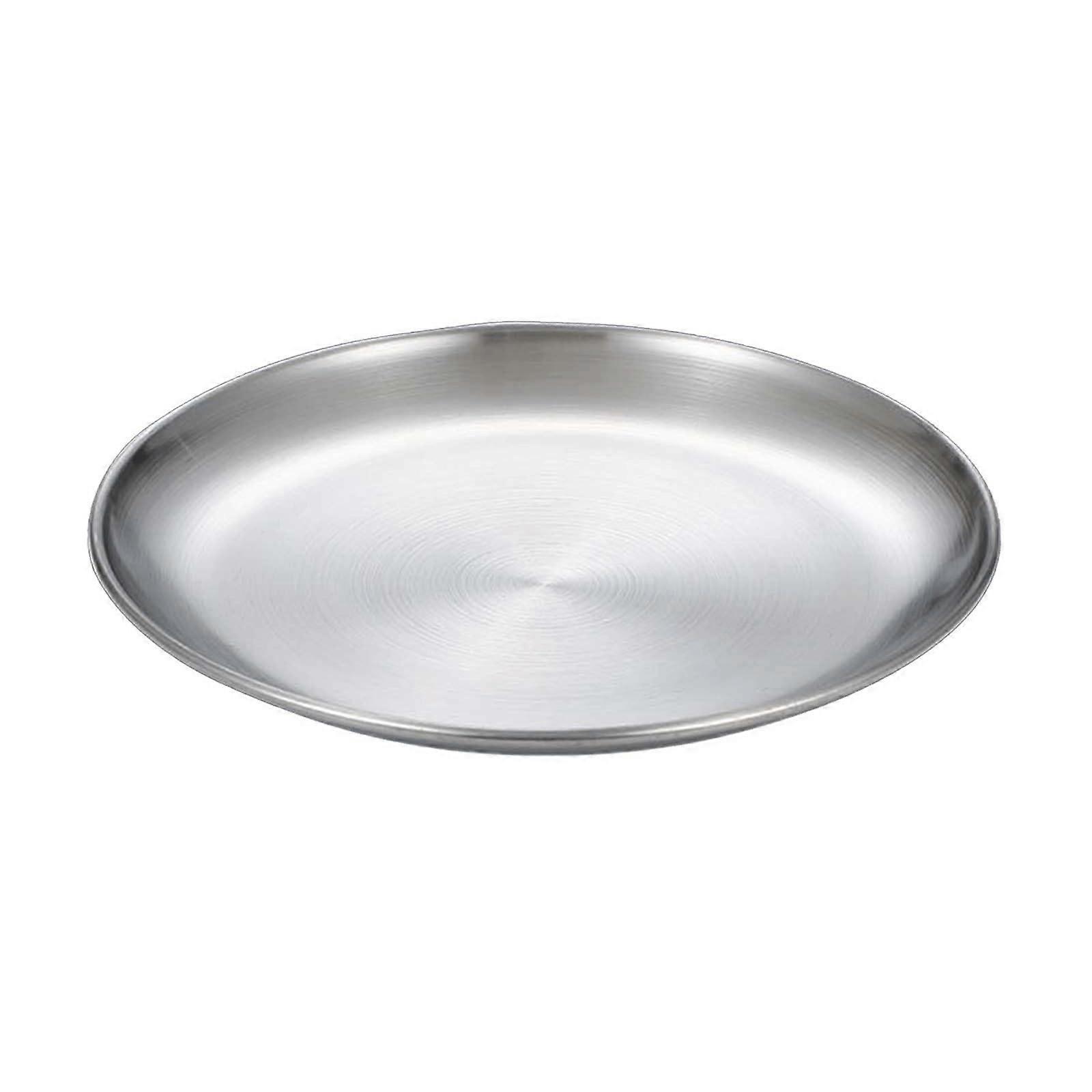 Stainless Steel Dinner Plates 17cm, Round Stackable Cutlery Storage Tray for Kitchen and Restaurant Use