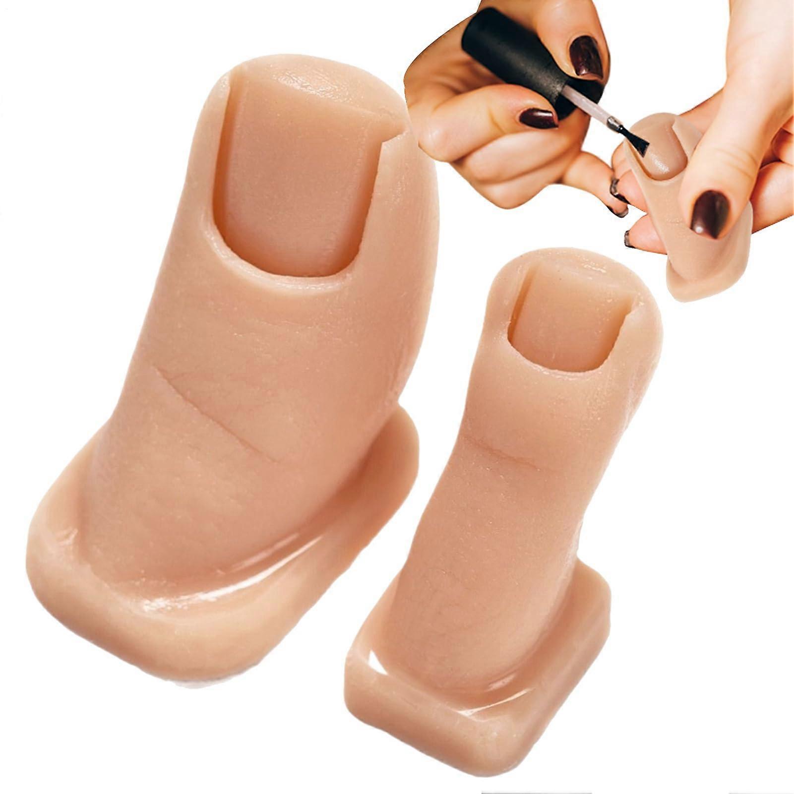 Silicone Toe Display Model - Soft Fake Toenail Models, Set Of 2, For Pedicure Practice, Home Salon Tool, Universal Size