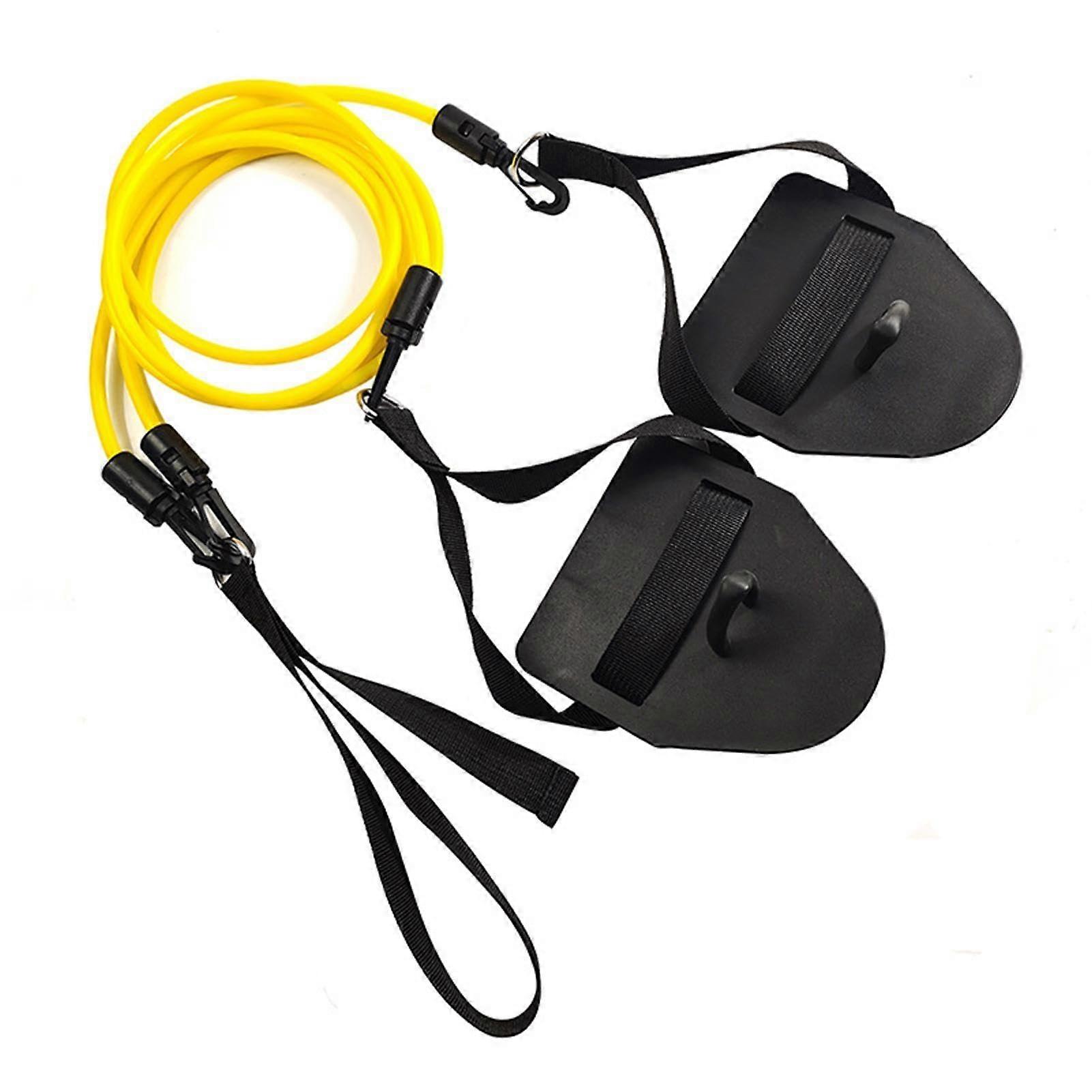 Swimming Trainer Elastic Floating Exercise Bands with Paddles, Portable Freestyle Arm Pull Rope for Skill Training