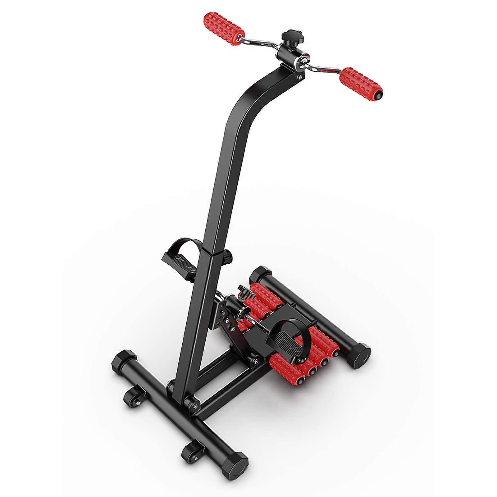 Arm and leg trainer, home trainer for indoor use with massage and movable wheels, for exercise.