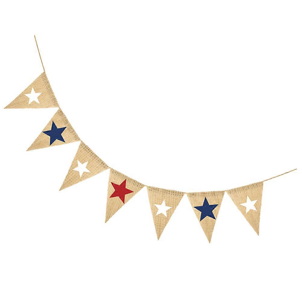 Patriotic Bunting Banner Garland – Assorted Star Burlap Triangles for Fourth of July & American Celebrations – Easy to Hang Party Decoration